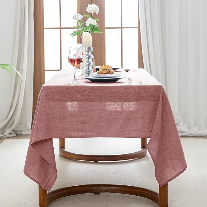 EVERLY 100% Pure Linen Rectangle Tablecloths 60x108Inches for Dining,Buffet P...