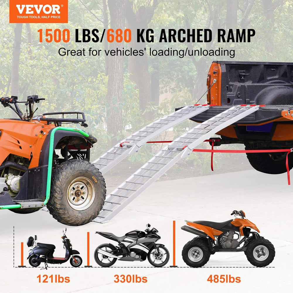 VEVOR 7.5ft Aluminum Ramps, 1500 lbs Folding Loading Ramps (2 pcs Set) for Pi...