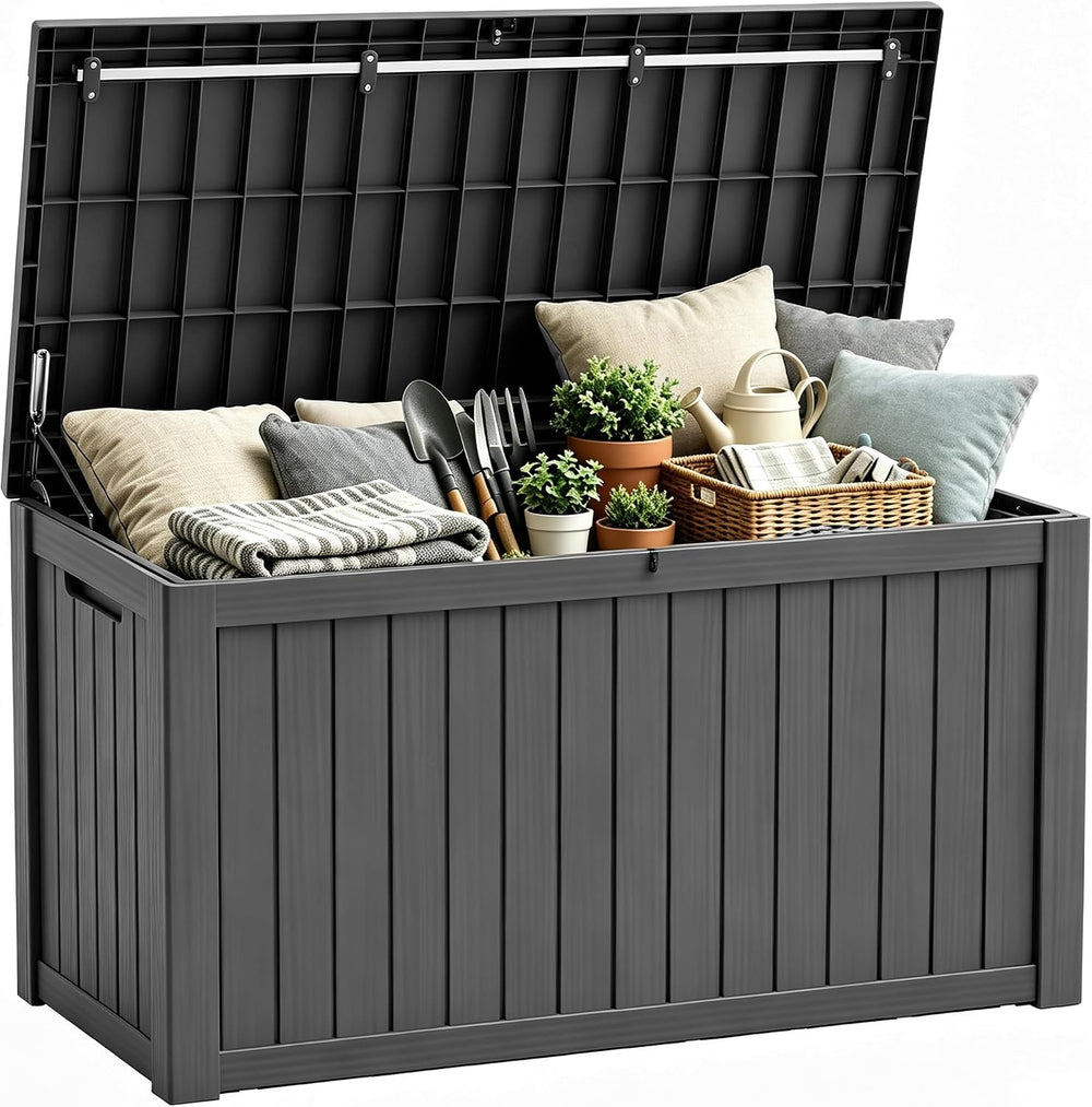 Resin Outdoor Deck Storage Box Waterproof (Black, 180 Gallon)