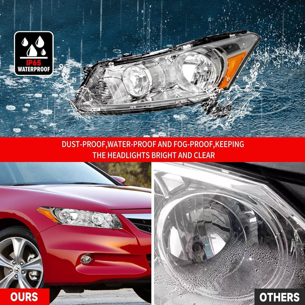 AS Headlight Assembly for 2008 2009 2010 2011 2012 Accord 4dr Sedan Headlamps...