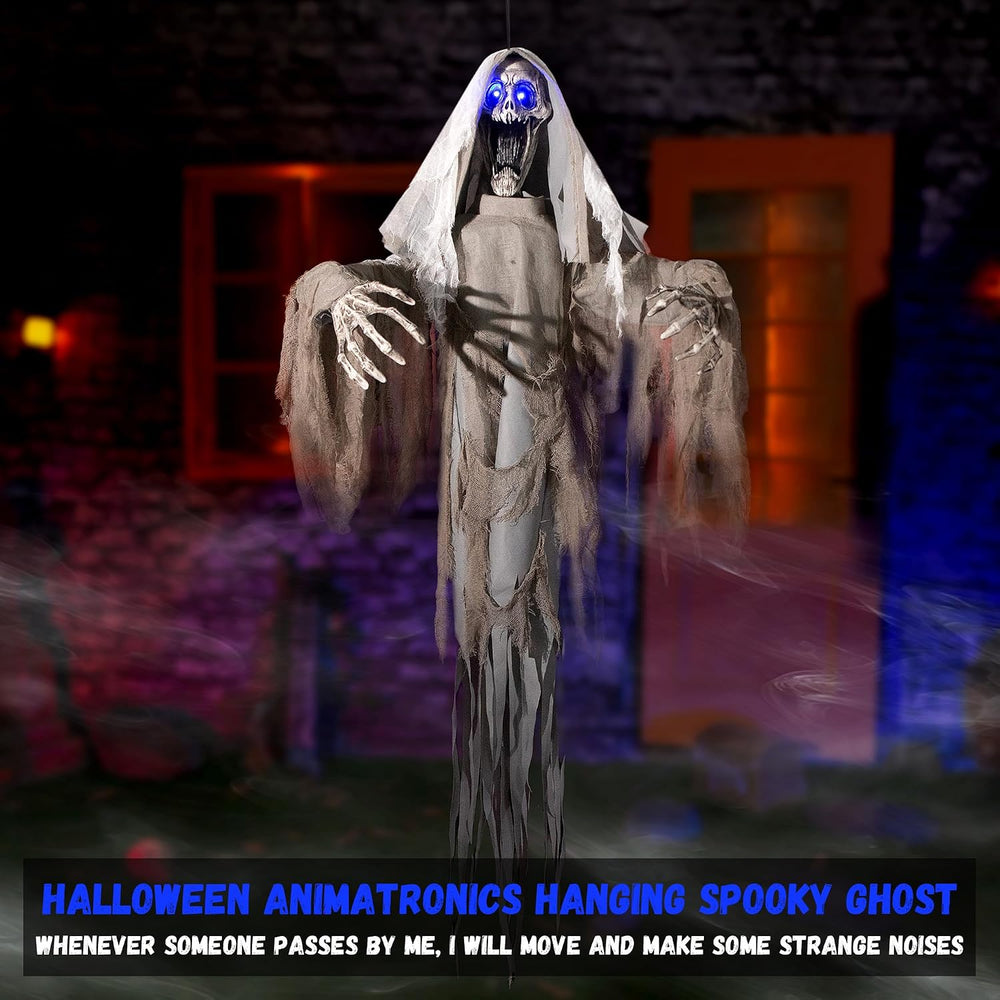 Halloween Animatronics Decorations Scary Hanging Ghost, 59'' Animated...