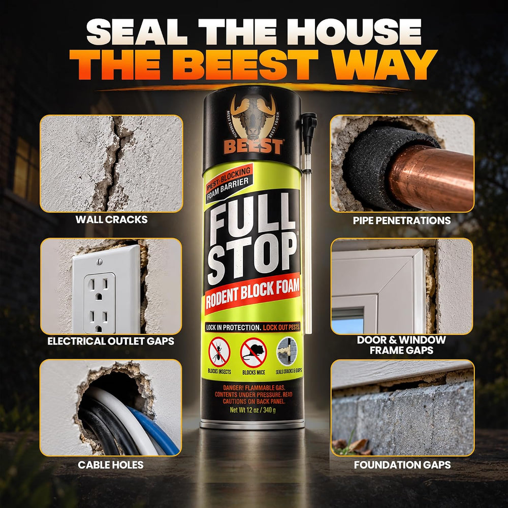 BEEST FullStop Spray Foam Sealant for Rodent Entry Gaps, 12 oz - 2 Pack