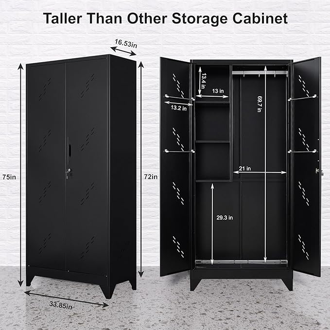 75" Taller Metal Garage Storage Cabinet, Tool Chest, Large Office Storage