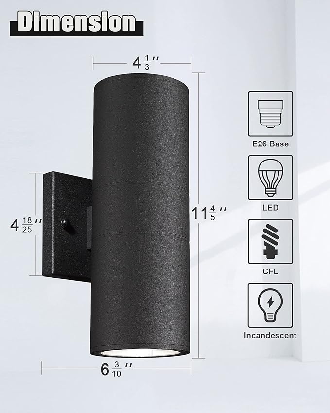 Ken & Ricky Outdoor Wall Sconce Lights, Cylinder Outdoor Light Fixtures (...