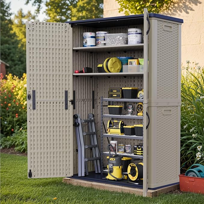 Patiowell 50 cu.ft Plastic Outdoor Storage Shed, Lockable Waterproof Resin