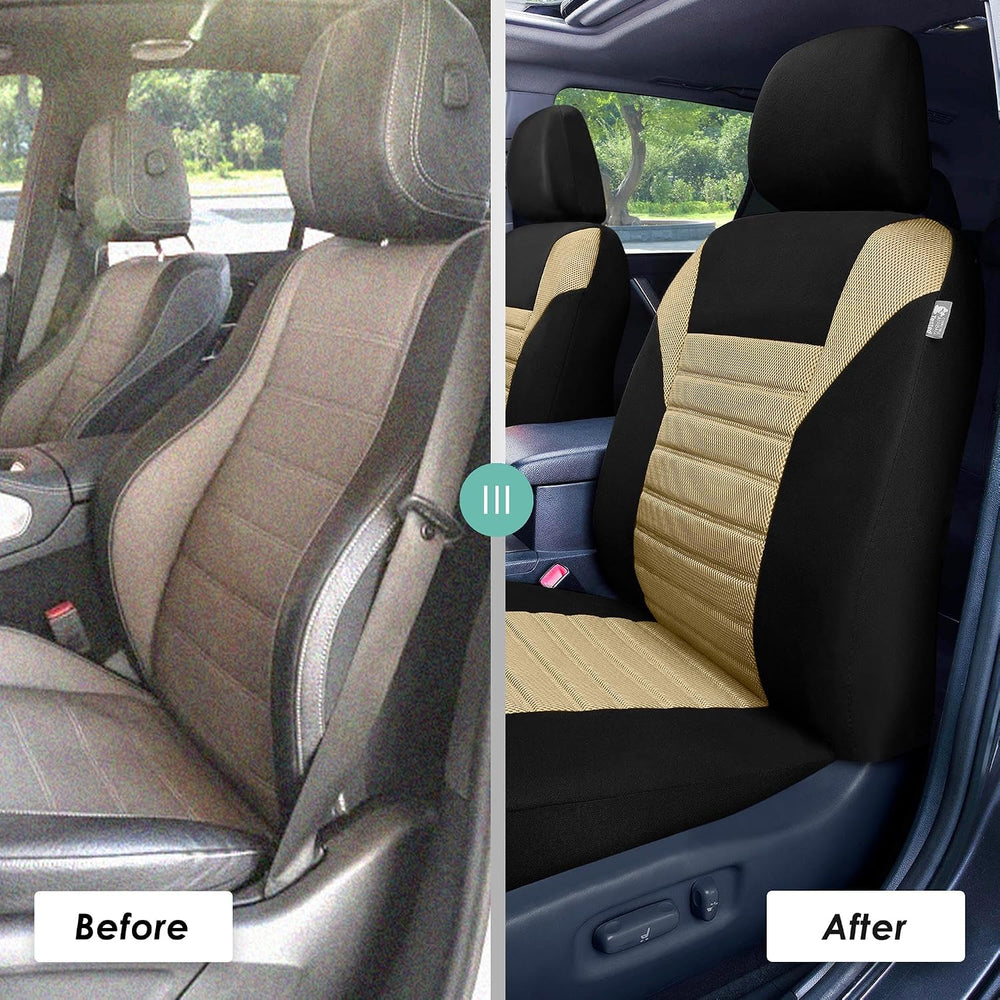 FH Group Car Seat Covers Front Set Premium 3D Air Mesh - Low Back Car Seats w...