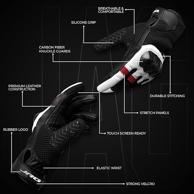 J.A.G. Leather Motorcycle Gloves
