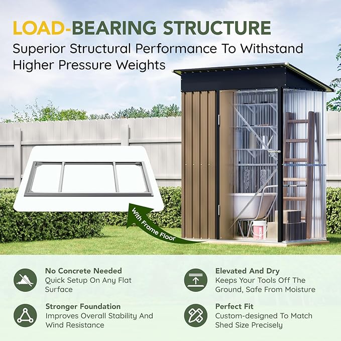 Breezz 5x3FT Vertical Outdoor Steel Storage Shed