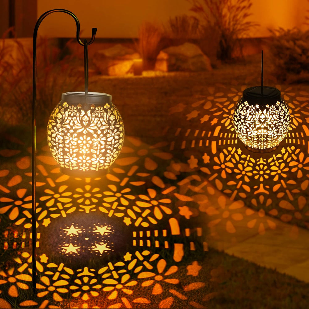 Brizled Solar Lantern Lights, 2 Pack Outdoor LED Hanging Lantern Lights with ...