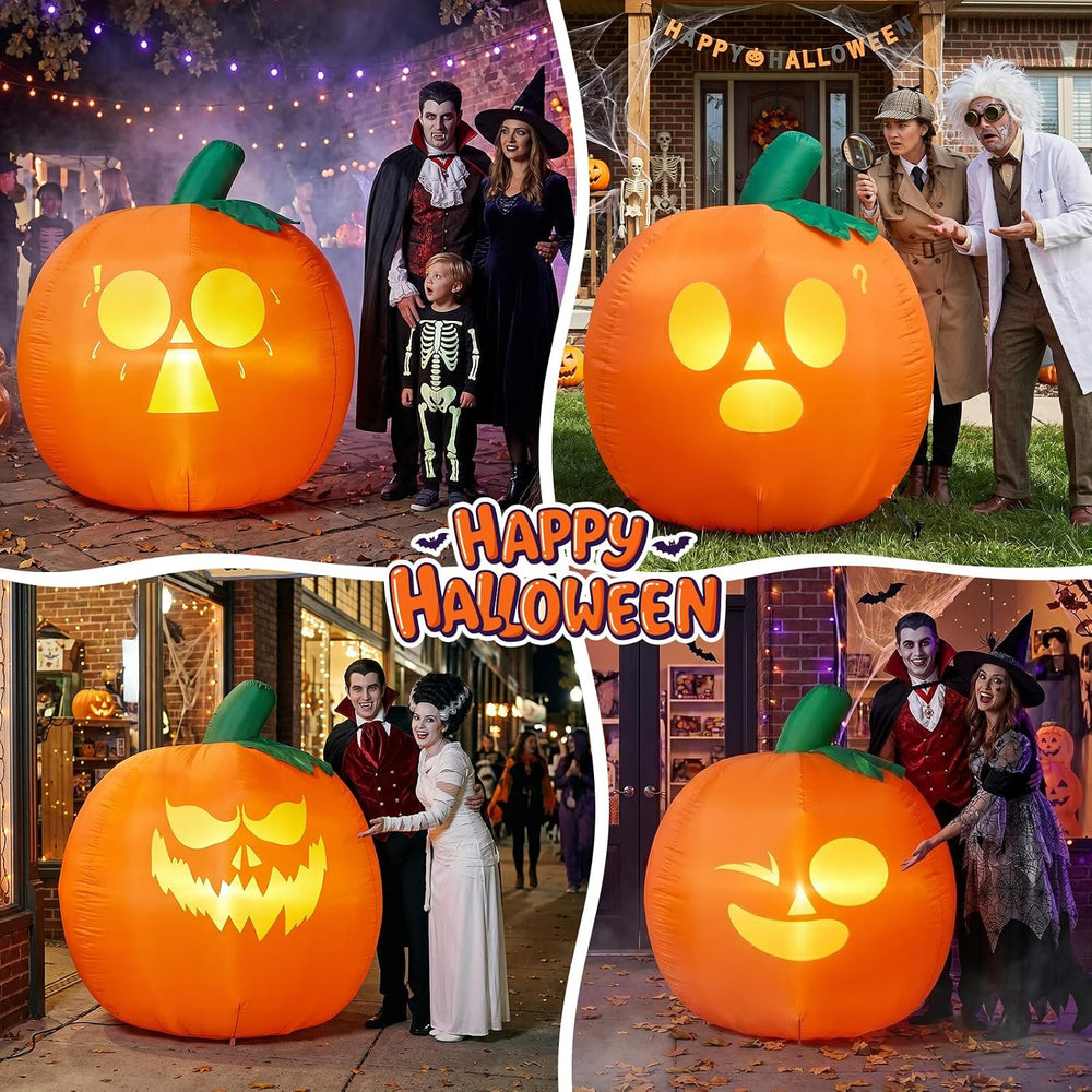 5FT Halloween Inflatables Outdoor Decorations with Projector Face and Music