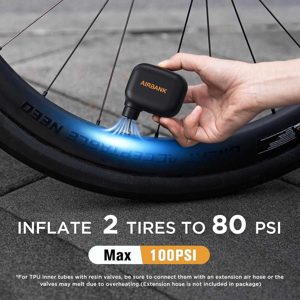 AIRBANK Mini Bike Pump POCKET SE, 100 PSI Electric Bicycle Air Pump for Road ...