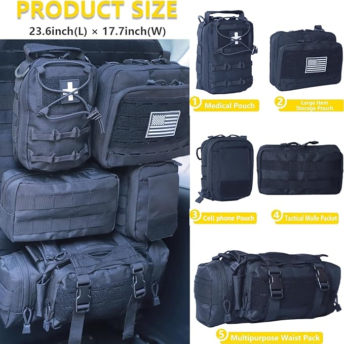 Universal Tactical Seat Back Organizer Vehicle Molle Panel Organizer Storage