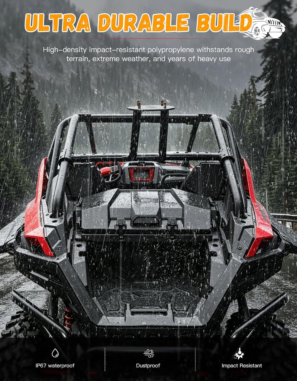 UTV 73QT Rear Cargo Storage Box for Polaris RZR XP 1000 XP4 1000 | Waterproof...