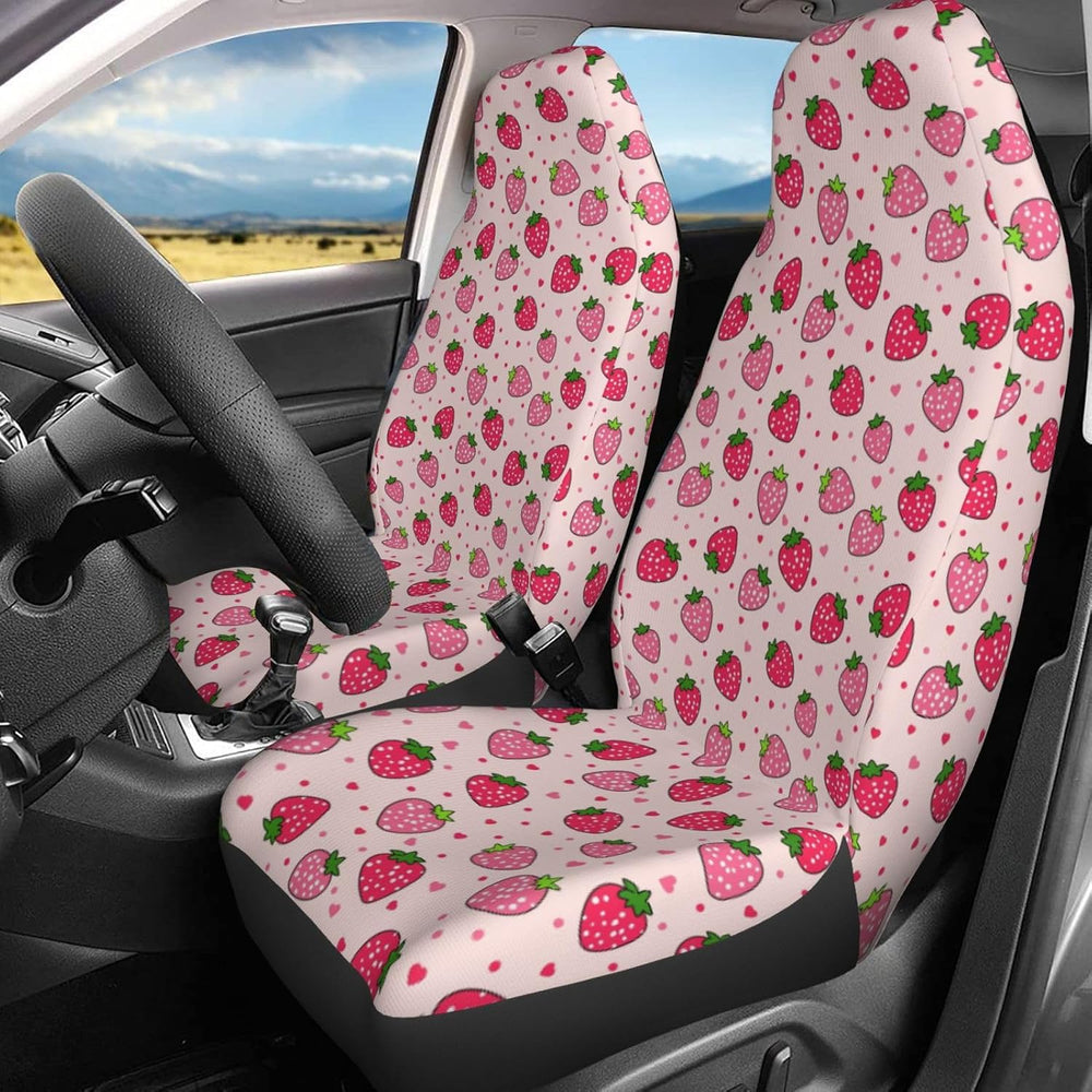 Dujiea Pink Strawberry 2 Pcs Universal Auto Seat Covers Front Seats Only, Veh...