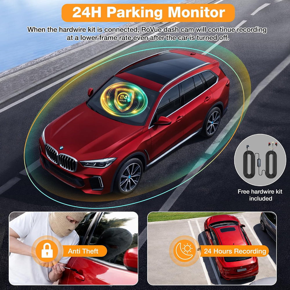 4K+2K Dash Cam Front and Rear, 128GB Card & Hardwire Kit Included, Built-...