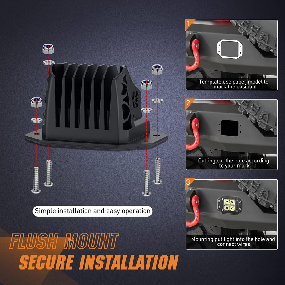 Nilight 2 PCS Flush Mount 4.8 Inch 20 W LED Pod Lights with DRL