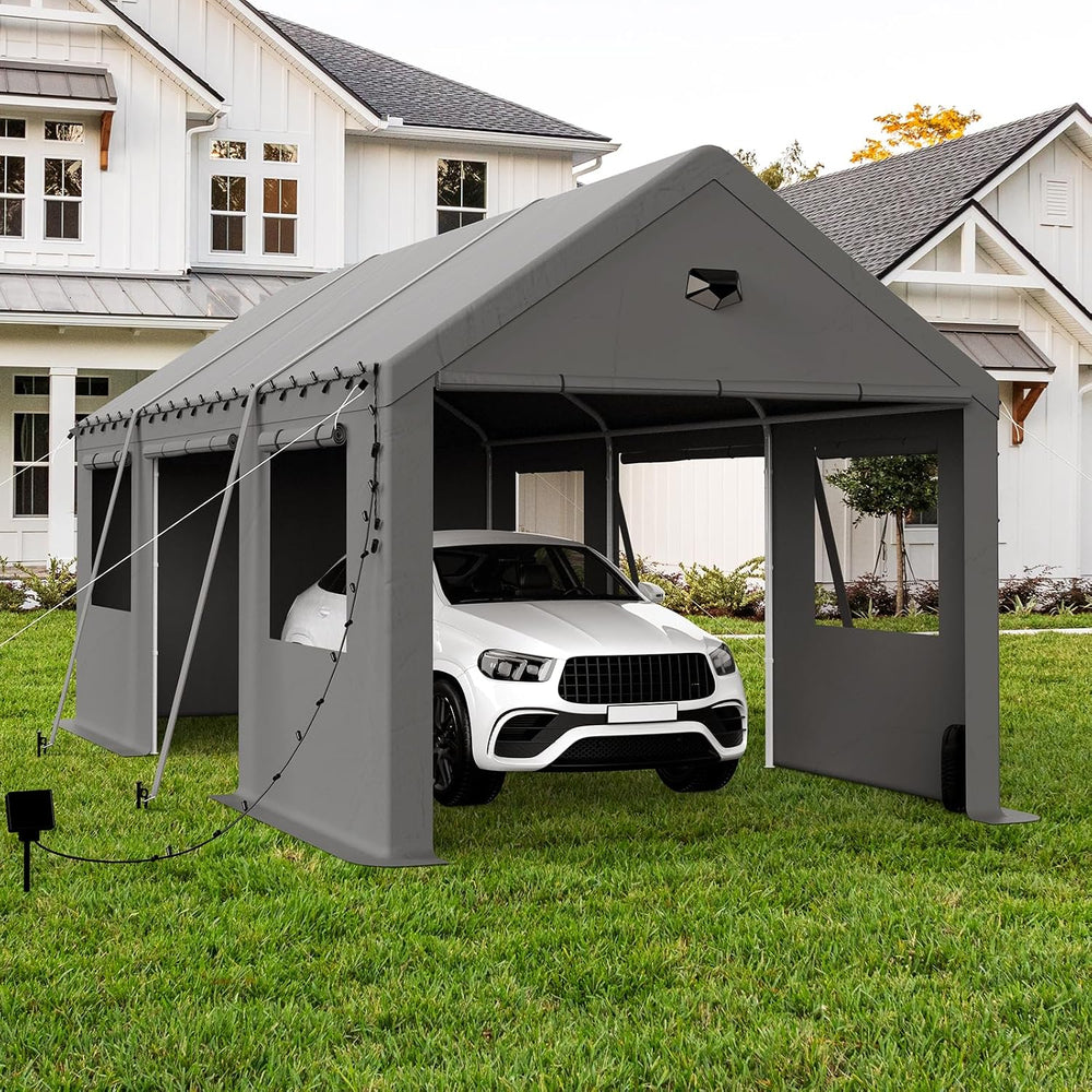 10x20 Heavy Duty Carport, Portable Garage with Doors & Windows