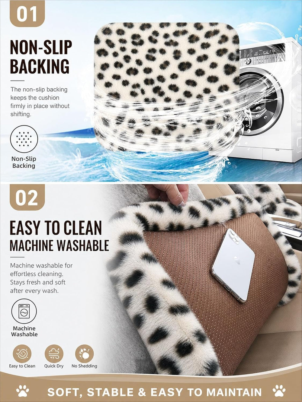 Winter Soft Warm Faux Rabbit Fur car seat Cushion,Universal fit Plush Front a...