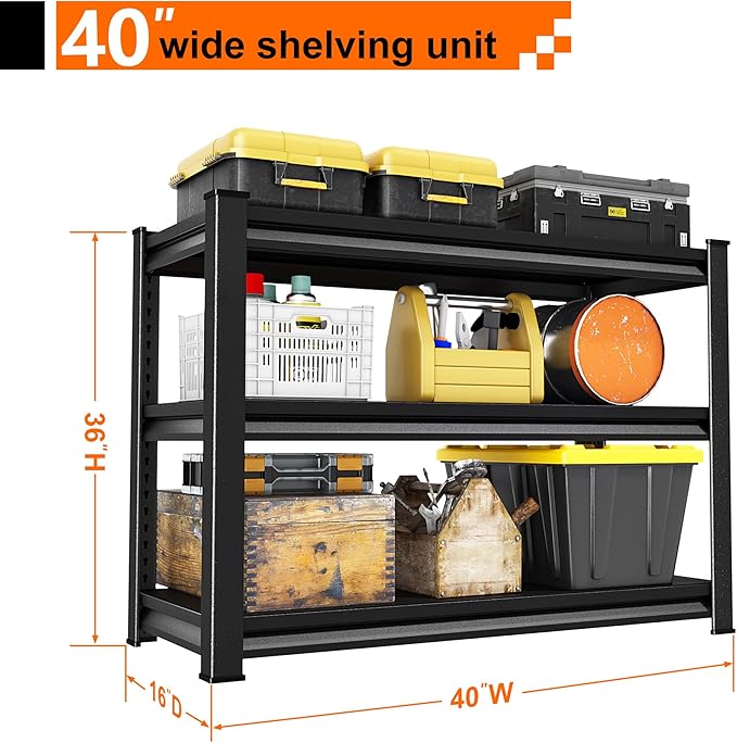 Garage Storage Shelves Heavy Duty, 40”W Shelving Units and Storage Rack
