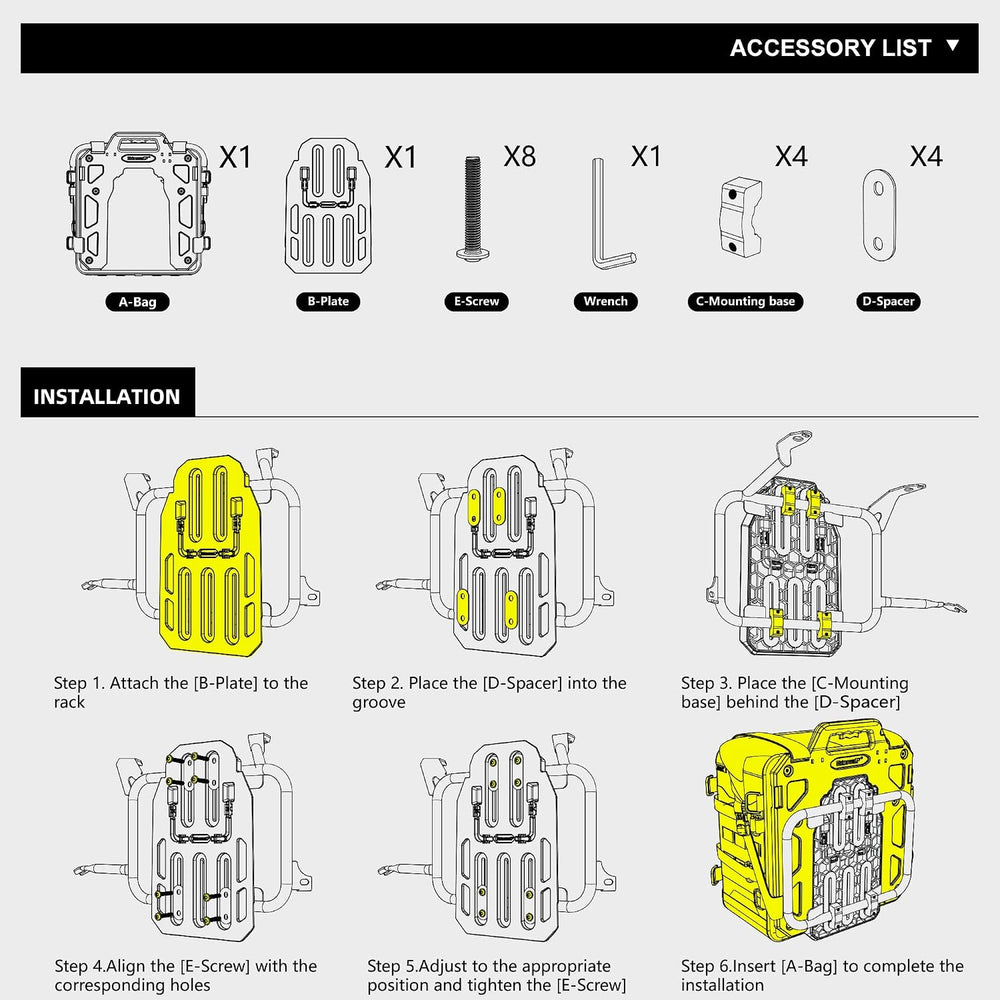 Rhinowalk Motorcycle Saddle bag Waterproof Luggage Bag 35L Quick Release with...