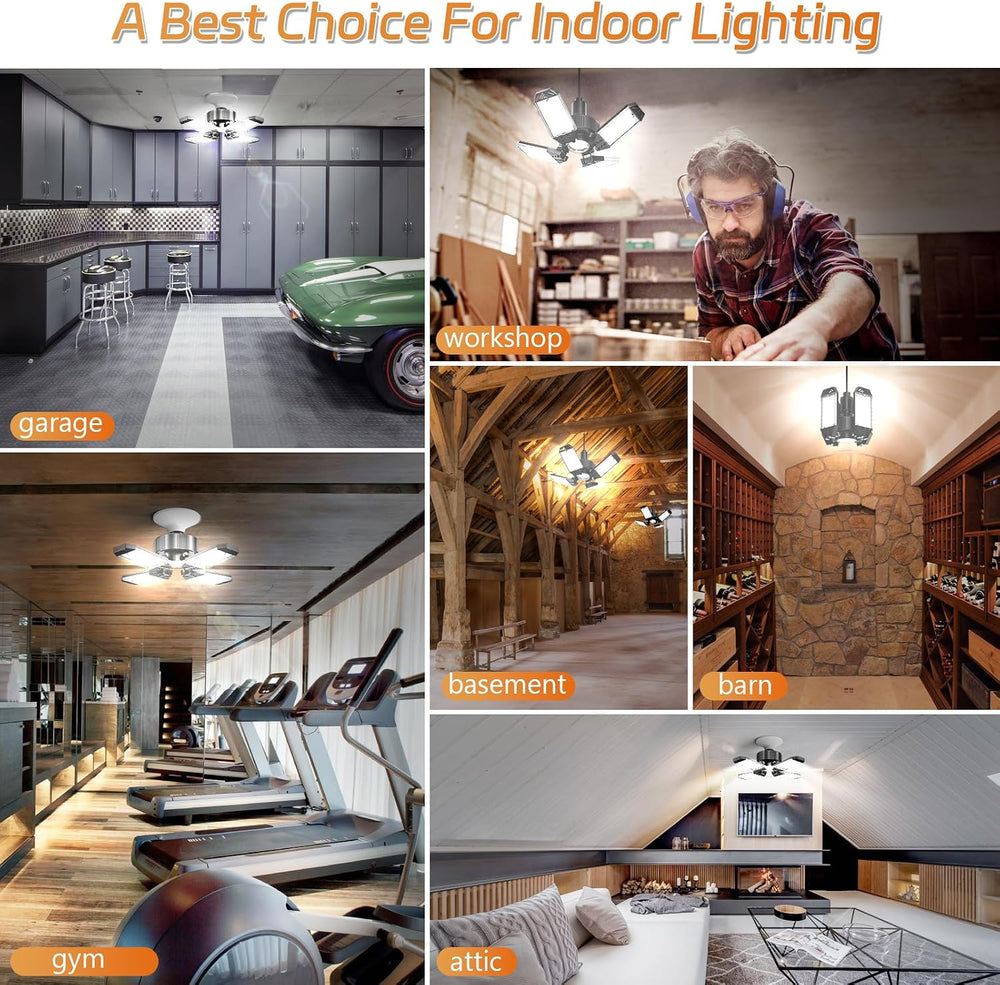 LED Garage Lights 6 Pack - 120W Garage Lights Ceiling LED 12000LM with 4+1 Ad...