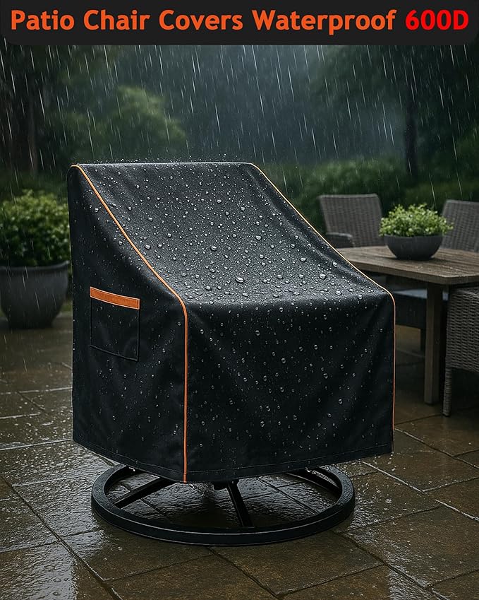 Outdoor Waterproof Patio Chair Covers, Heavy Duty Oxford Coating Weather (2-P...