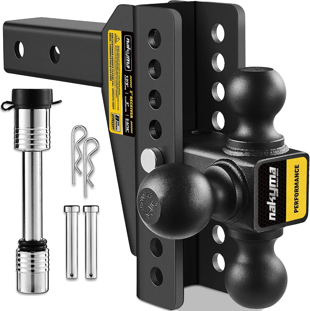 Adjustable Trailer Hitch 8 Inch Drop Hitch Fits 2" Receiver, Tri Ball(1-...