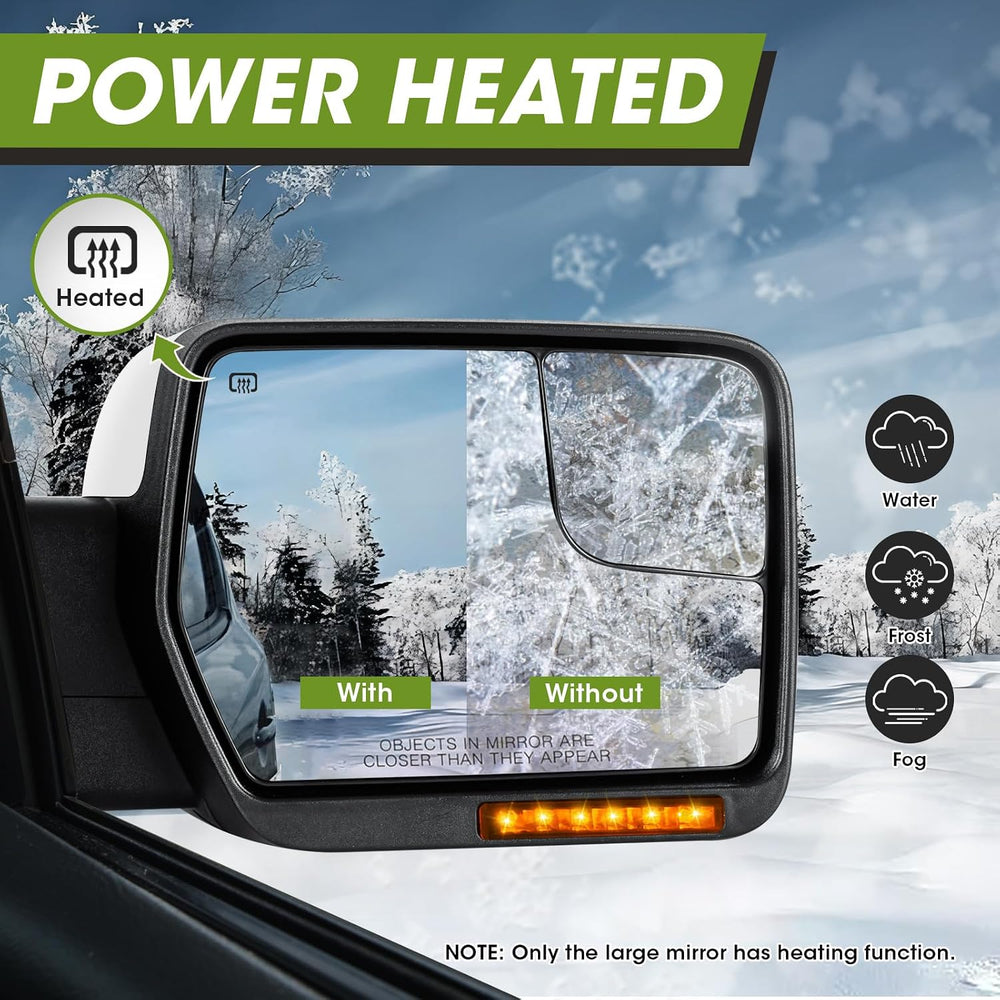 Side Mirrors for 2004-2014 Ford F-150 with Dynamic Turn Signal Puddle Light H...
