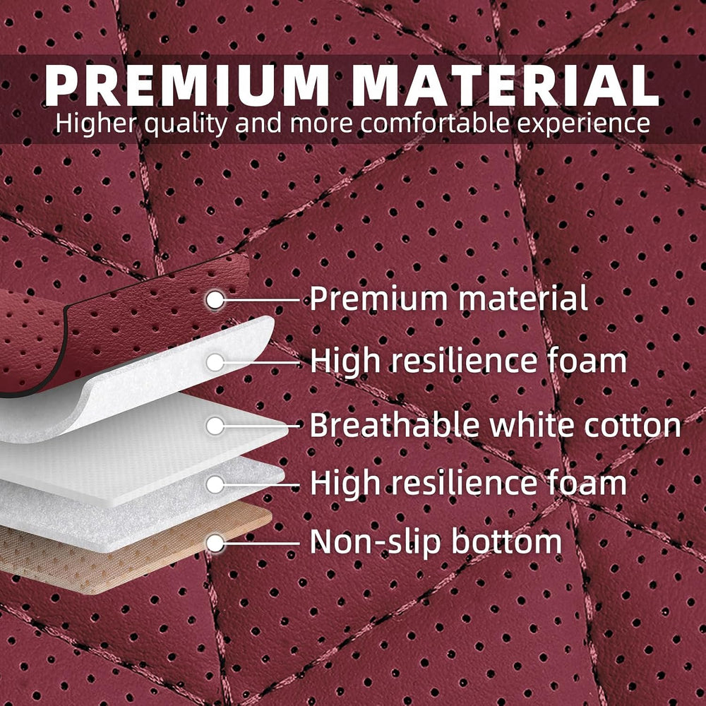 Wine Red Leather Car Seat Covers Full Set Women Luxury Non-Slip Seat Covers