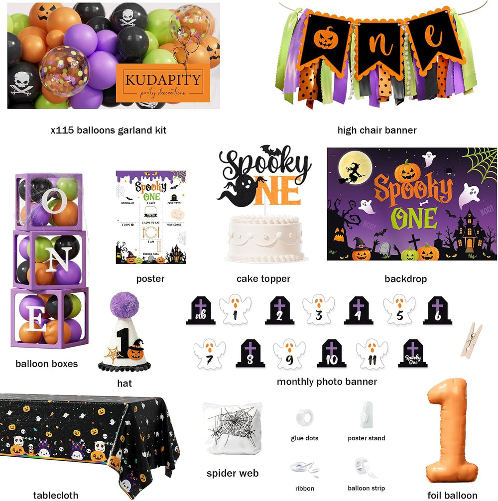Halloween 1st Birthday Party Decorations,Spooky One Birthday Supplies Decor