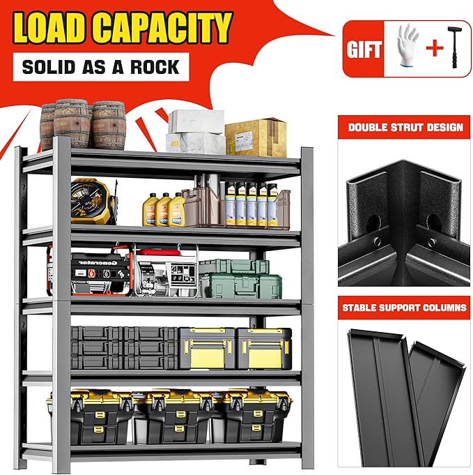 Metal Garage Shelving – 5 Shelf Heavy Duty Storage Rack