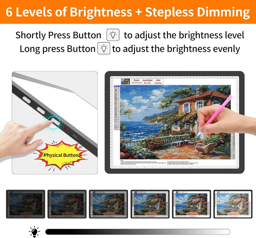 TOHETO Rechargeable A4 Light Pad with Carry Bag for Diamond Painting, Ultra B...