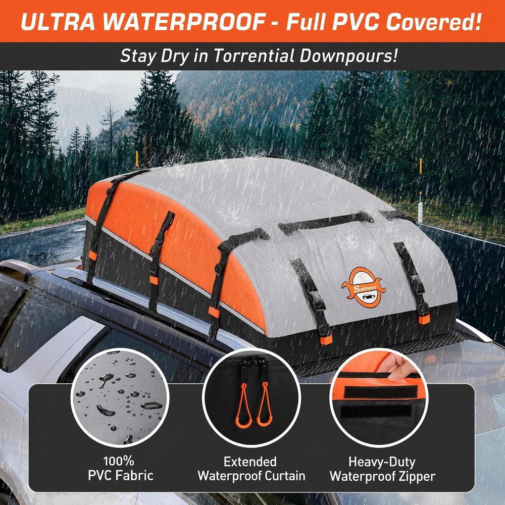 Sailnovo Rooftop Cargo Carrier Bag 21 Cubic, 1000D PVC Waterproof Vehicle Sof...