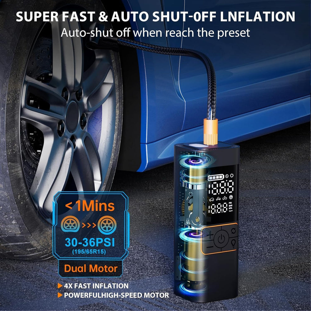 Cordless Tire Inflator, Portable Air Compressor 180 PSI