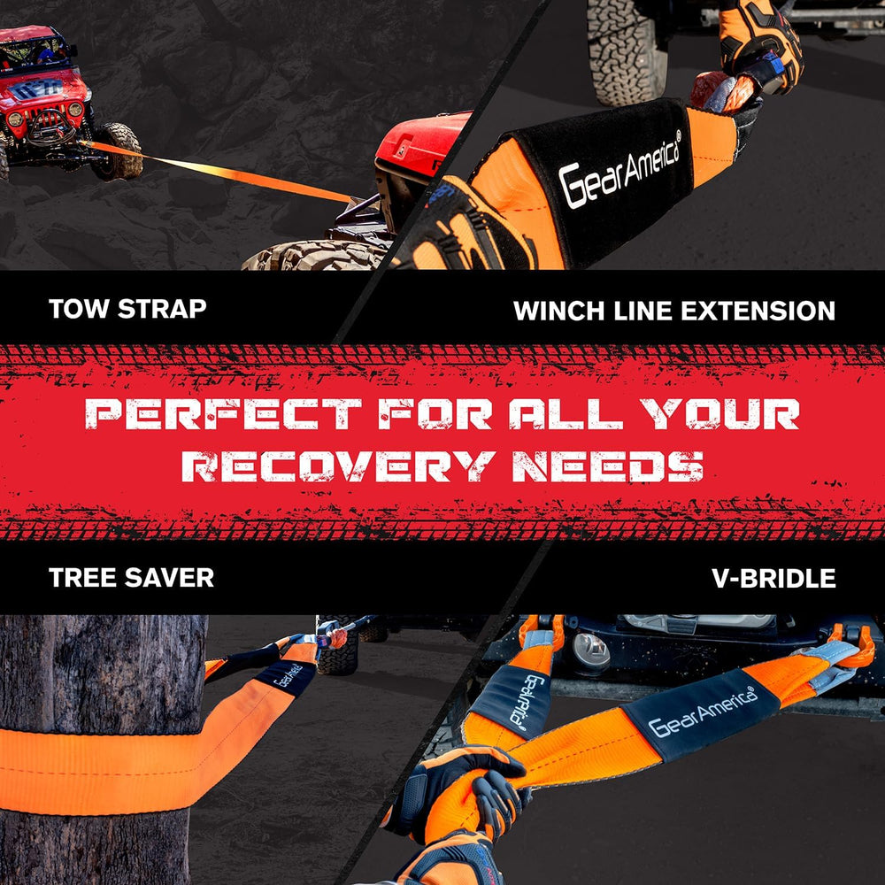 GearAmerica Off Road Recovery Kit, 9 Ton, Includes Tow Strap, Tree Saver, Sna...
