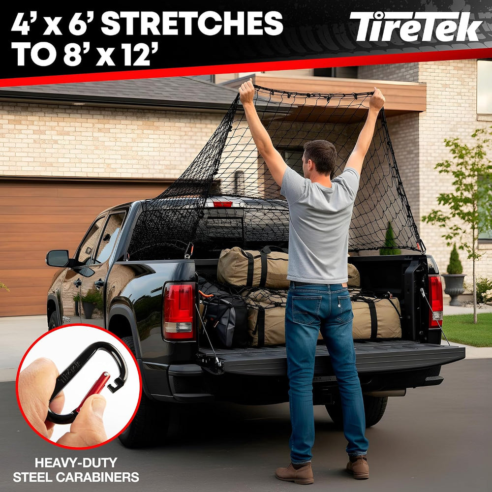 Cargo Net for Pickup Truck Bed – Truck Bed Net with 12 Metal Carabiners