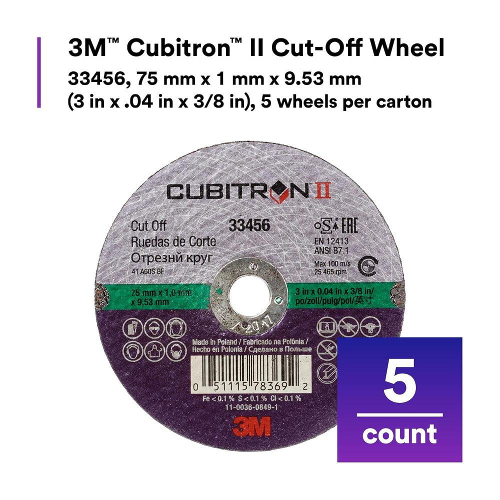 3M Cubitron II Cut-Off Wheel 33456, High Performance, Fast Cutting, Long Last...