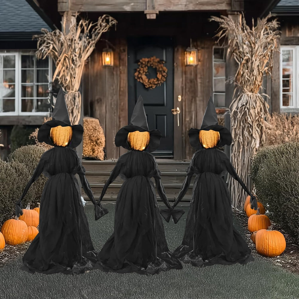 Halloween Witch Decorations Outdoor, 5 FT Set of 3 Light Up Witches Stakes