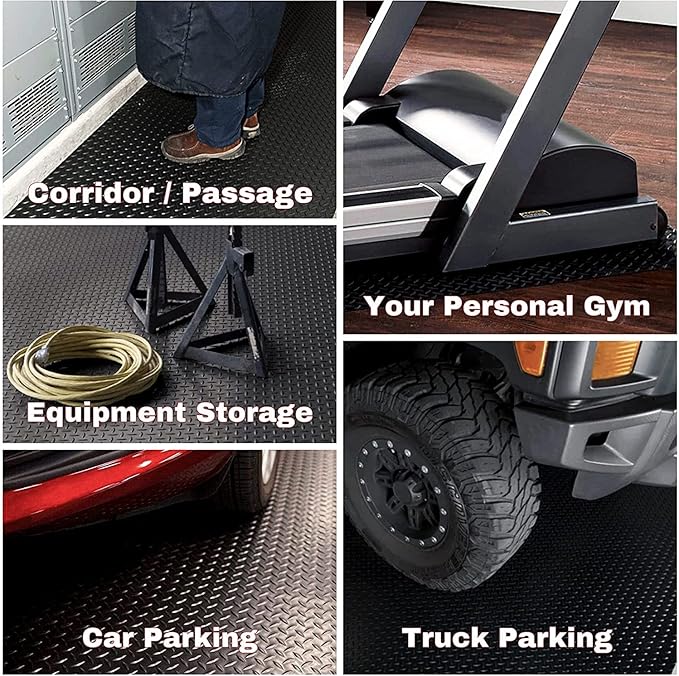 SEAL 6 x 15 Ft Premium Garage Floor Mat, Solid 2.8mm Thickened Black Commercial