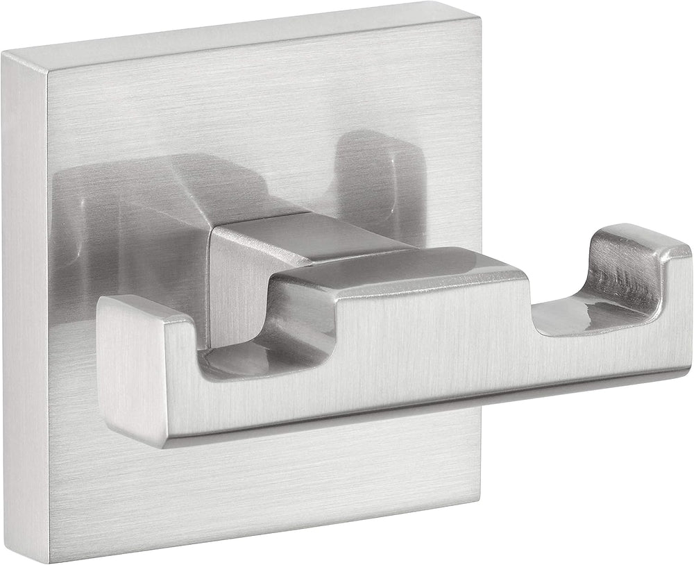 tesa EXXCLUSIV Double Robe Hook - Self-Adhesive Bathrobe Hook in Stainless-St...
