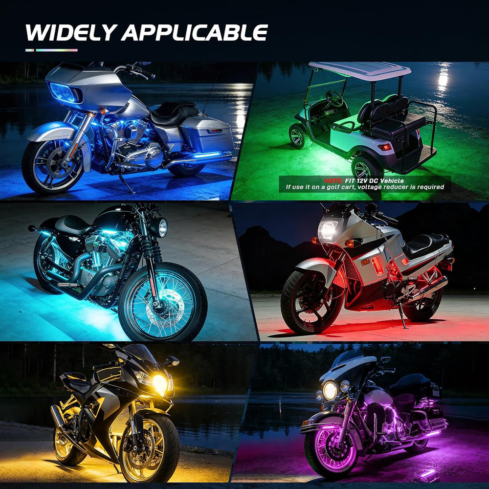 Nilight 12PCS Motorcycle RGB LED Light Kit APP and Remote Control