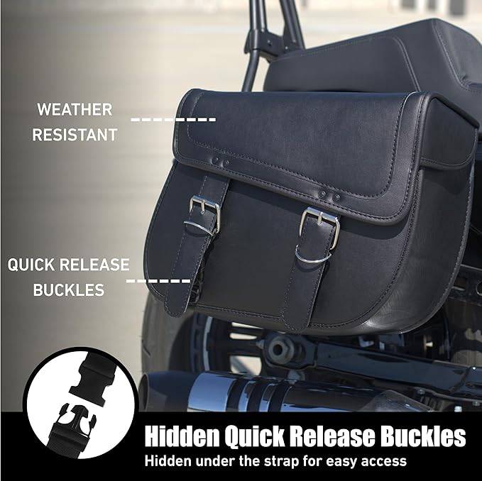 Nomad Leather Motorcycle Saddlebags Large Quick-Easy Universal Fit Throw Over