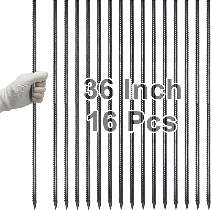 VVOKGO Rebar Stakes 36 Inch 16-Pack Concrete Form Stakes Heavy Duty Straight