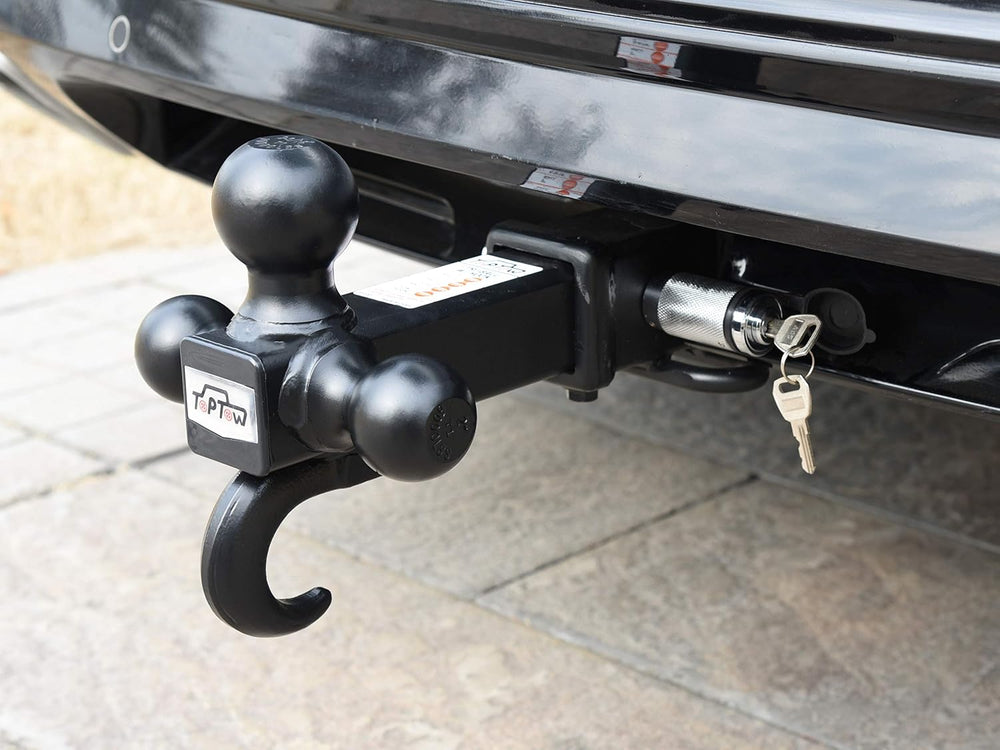 TOPTOW 64181 Trailer Receiver Hitch Tri Ball Mount with Hook Black Balls Fits...