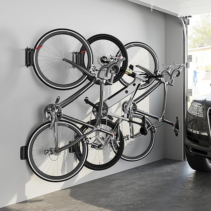 monTEK Swivel Bike Wall Mount – 2 Pack Garage Bike Hanger & Space-Saving