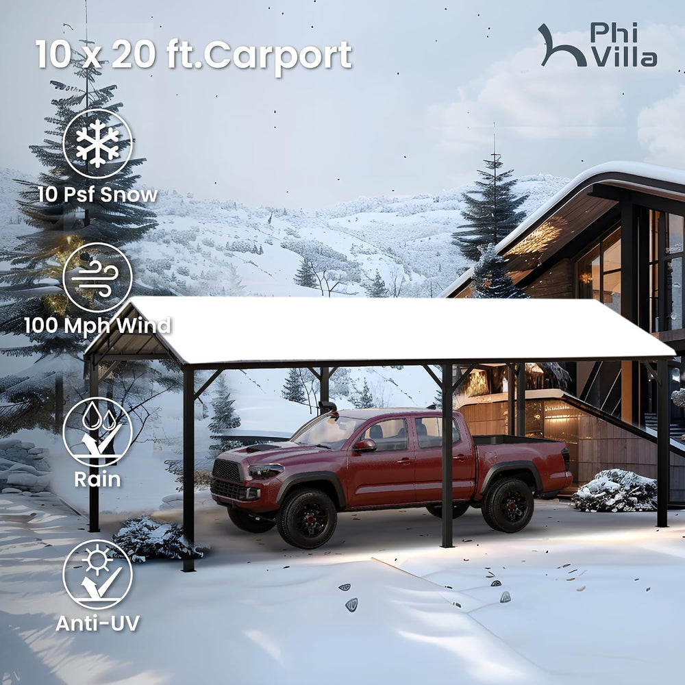 PHI VILLA 10x20 Carport, Metal Carports Canopy Heavy Duty Car Port Garage