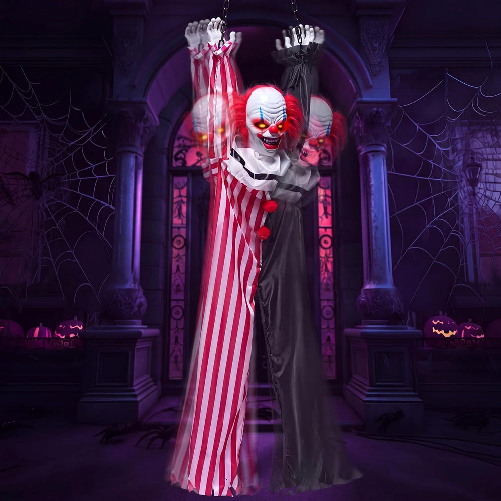 JOYIN 65" Halloween Hanging Scary Clown Decorations with Chain, with LED...
