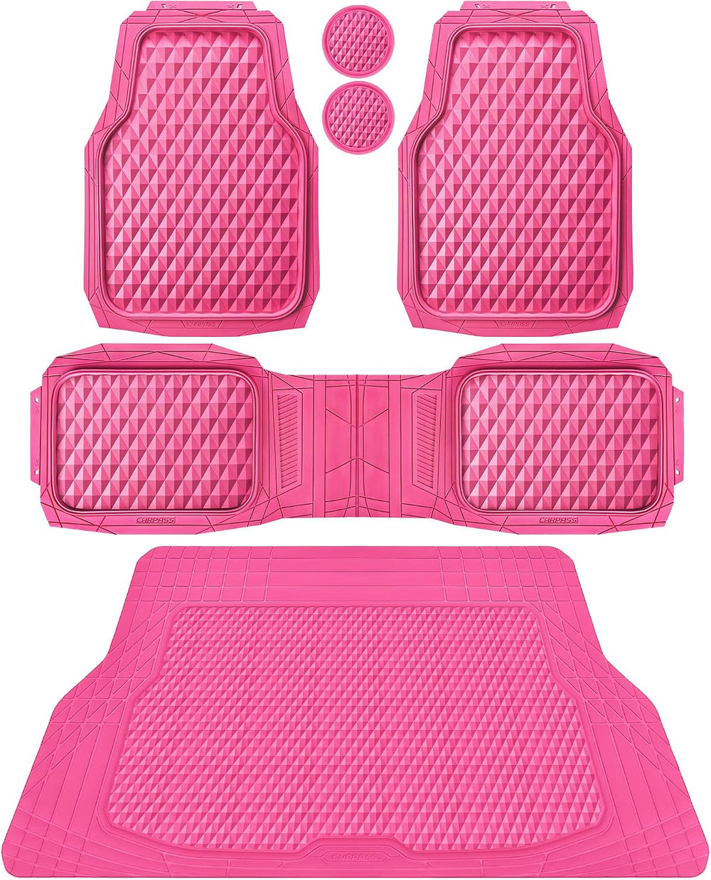CAR PASS Heavy Duty Rubber Hot Pink Car Floor Mats & Cargo Liners, Deep D...