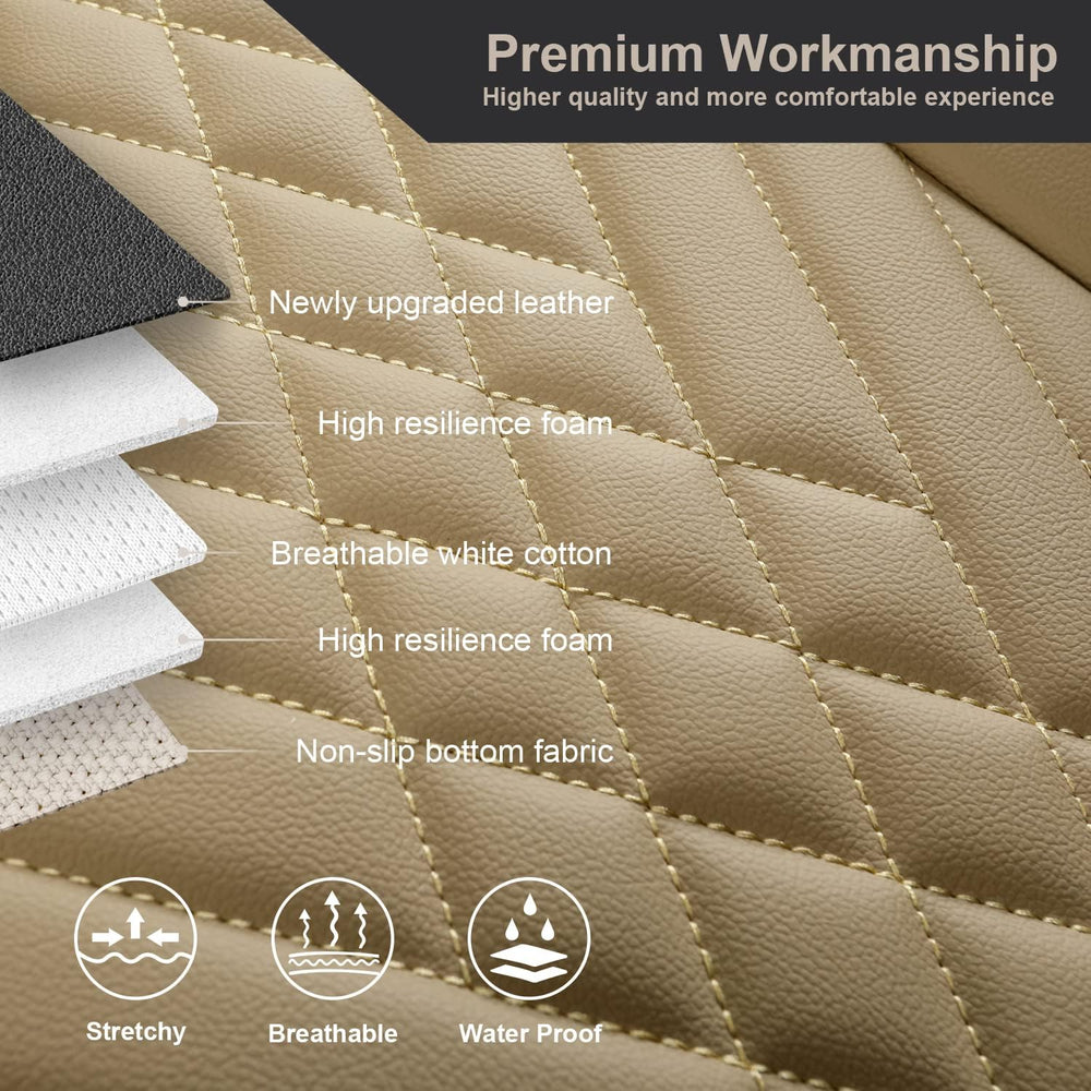 GIANT PANDA Premium PU Leather Rear Car Seat Cover Protector, Luxury Adjustab...