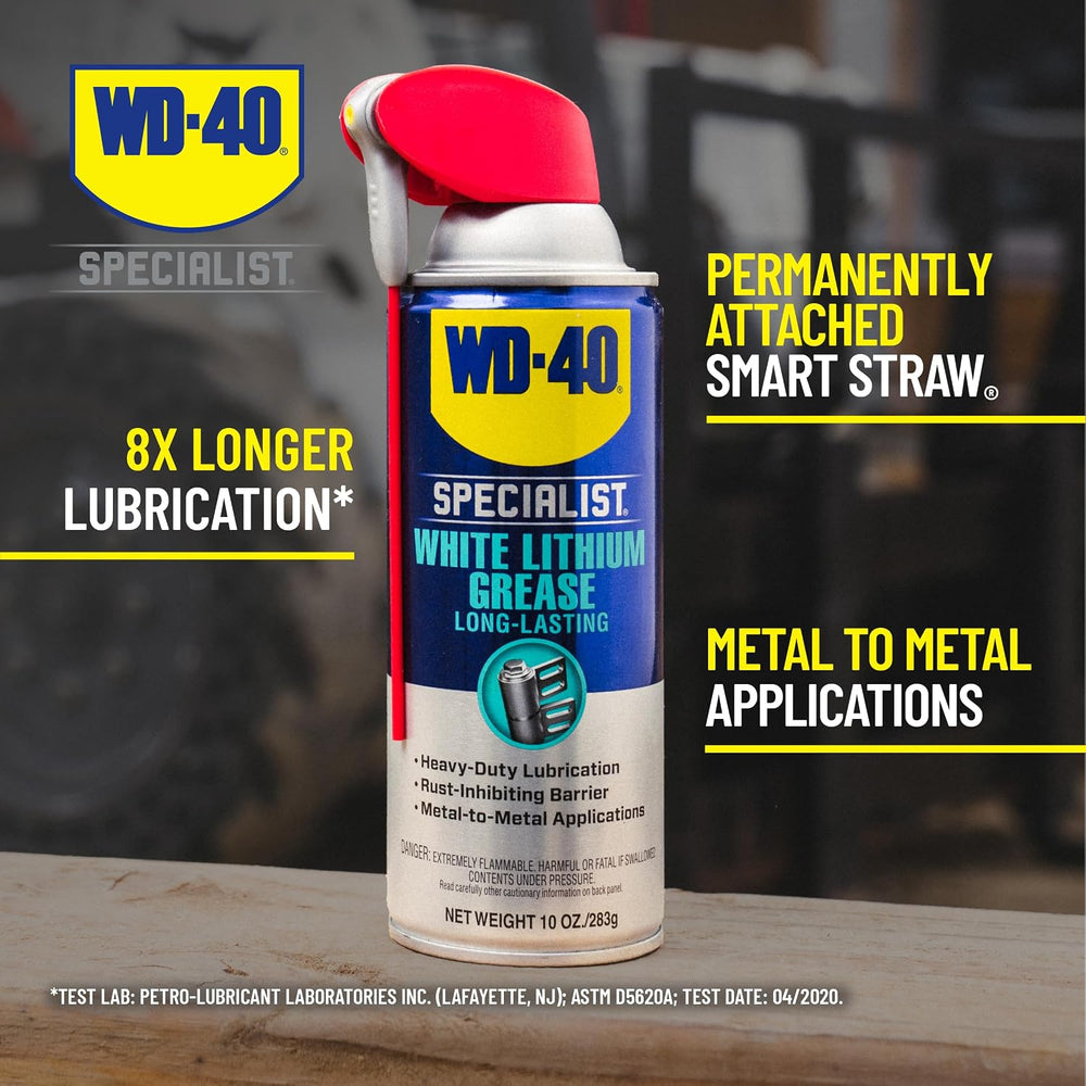 WD-40 Specialist White Lithium Grease Spray with SMART STRAW SPRAYS 2 WAYS, 1...